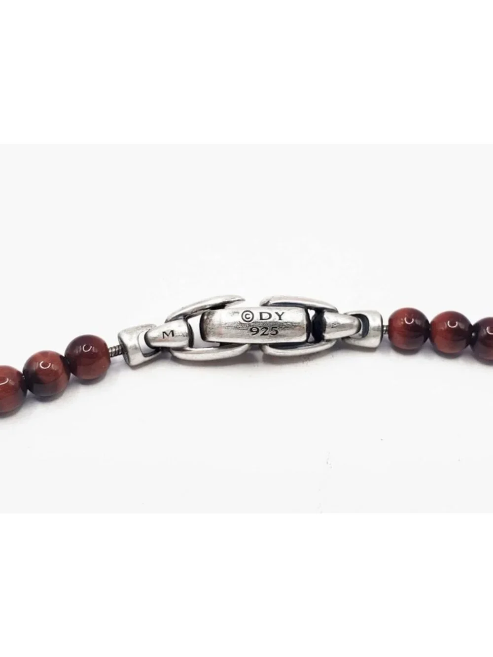 David Yurman Men's Spiritual Beads Bracelet Red Tiger's Eye with Sterling Silver